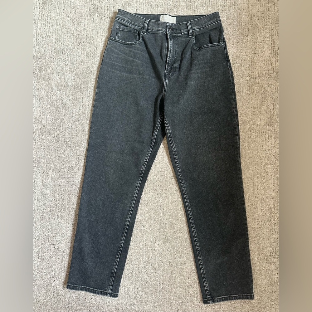 Everlane High Waisted Straight Black Jeans